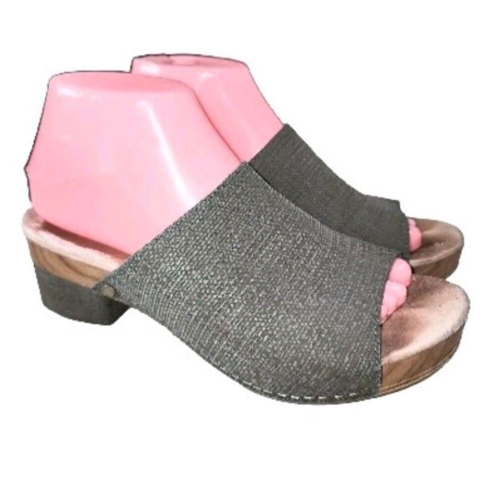 Dansko Metallic Gray Open-Toe Clog Mules